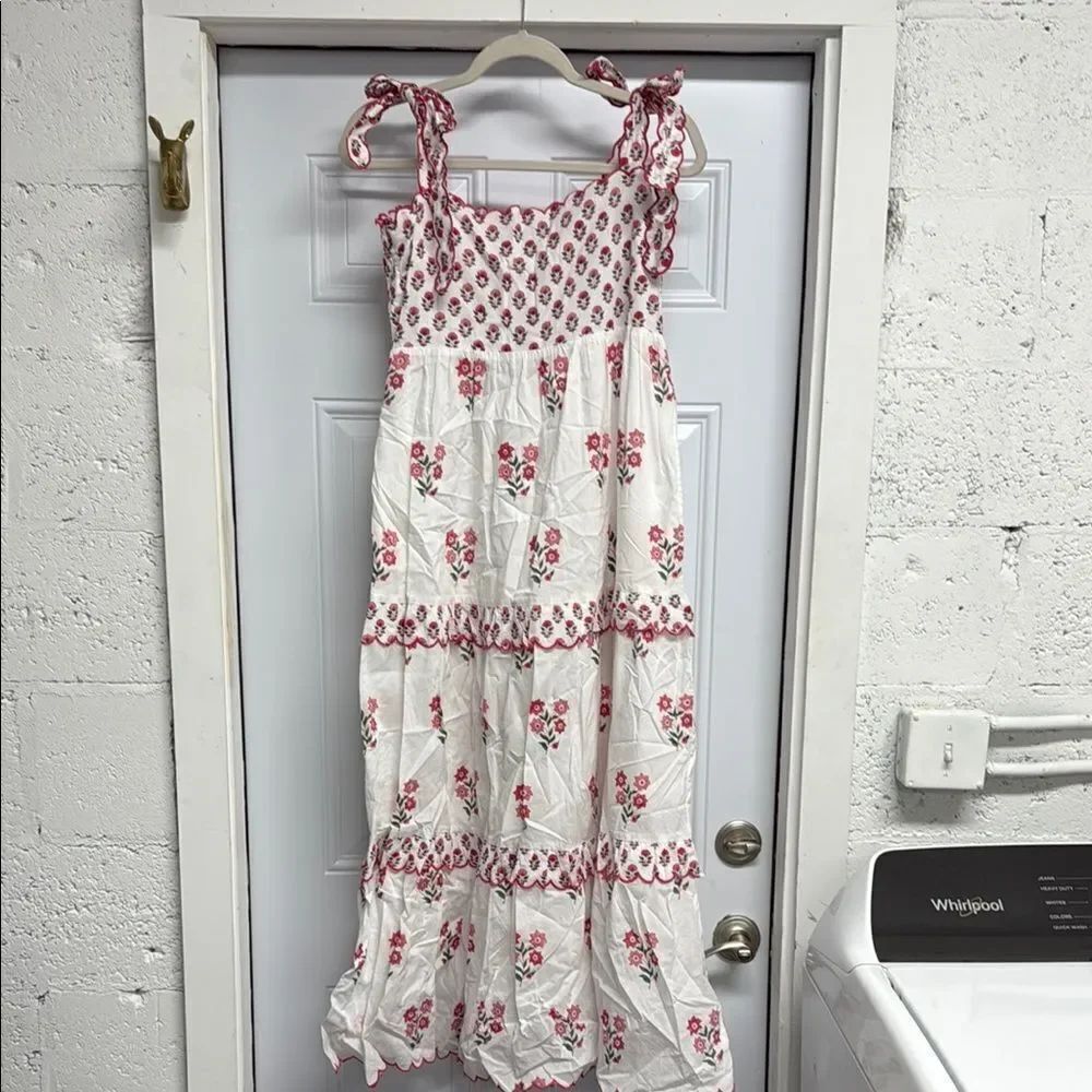 Floral Maxi Cute Tie Strap Dress with Pink Accents NWT - Pink City Prints